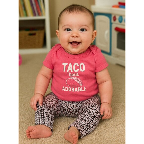 Carters 3M Baby Girl's Taco 'Bout Adorable Neon Bodysuit Pants Matching Set Fun - Picture 1 of 9
